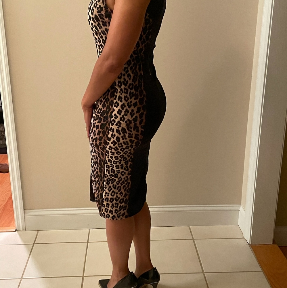 NWT Sexy Midi Dress with Leopard Detail - Picture 3 of 8